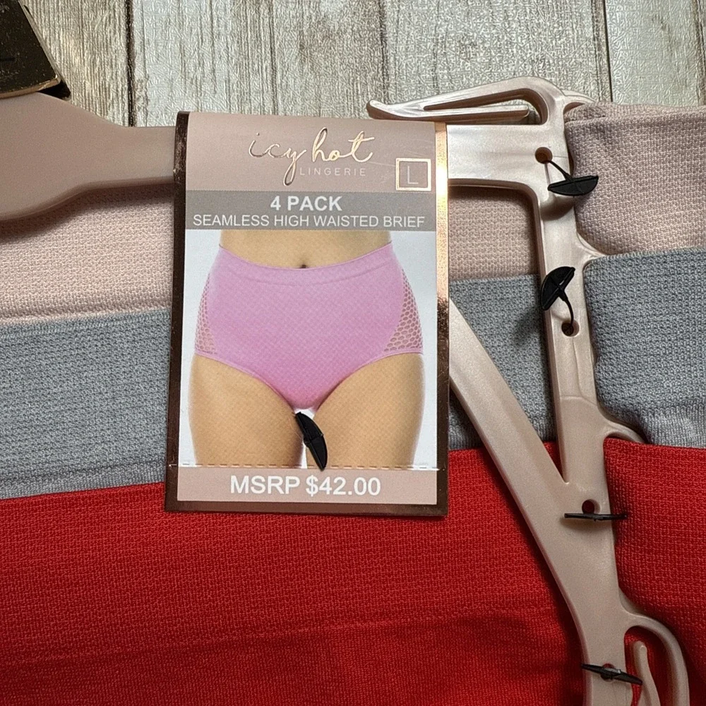Icy Hot 4 Pack Seamless High Waisted Brief‎ Underwear Panties Women's Large